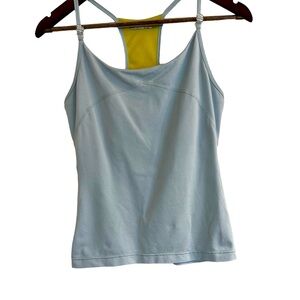 Anue sky blue yoga top attached bra, women M